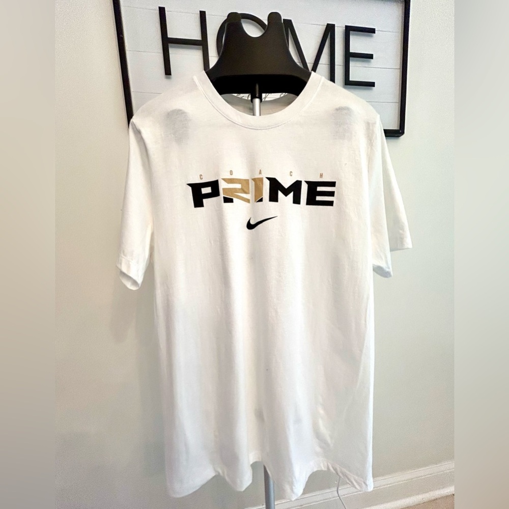 NWOT Nike Coach Prime Deion Sanders Core Cotton Tee - White - Men’s Size large
